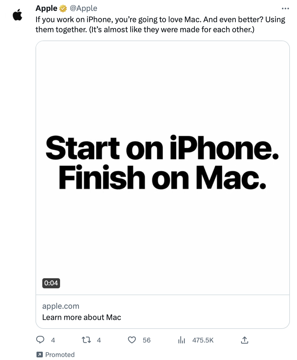 targeted Twitter ad for Macbook