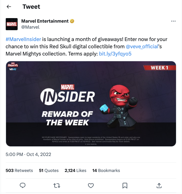 Marvel Entertainment Tweet