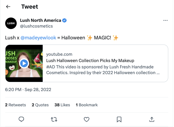 Lush North America Tweet